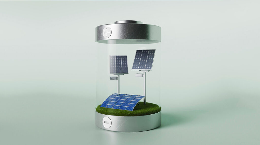 solar panels inside a battery cell for net zero emissions